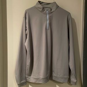 Peter Millar quarter zip XL pullover. Light grey w/light blue contrast zipper.